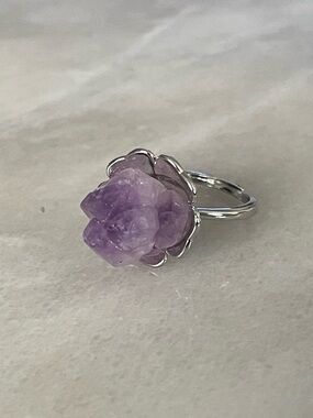 Raw Amethyst Silver Ring